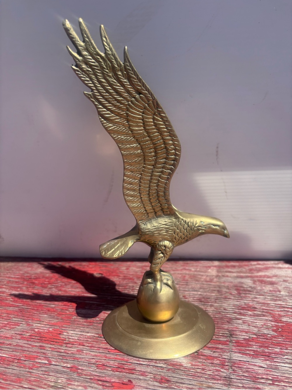 Vintage solid brass eagle figurine-wings spread-made in India- mid century decor